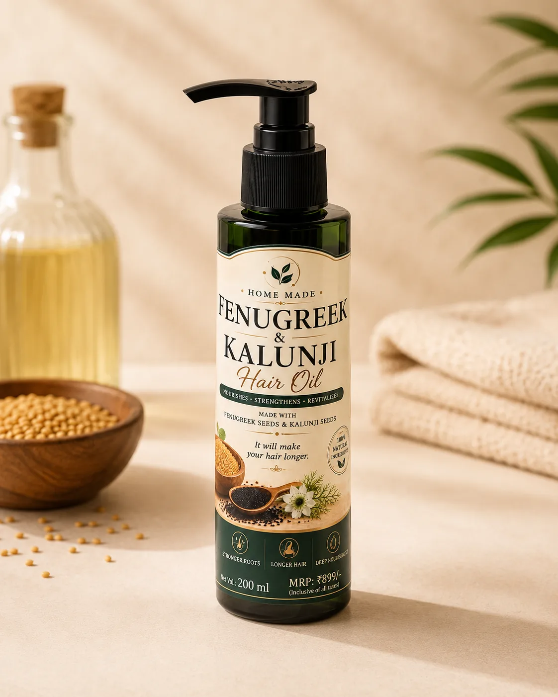 Methi (Fenugreek), Kalonji (Black Seed), Chia Seed & Hibiscus Hair Serum - Image 2